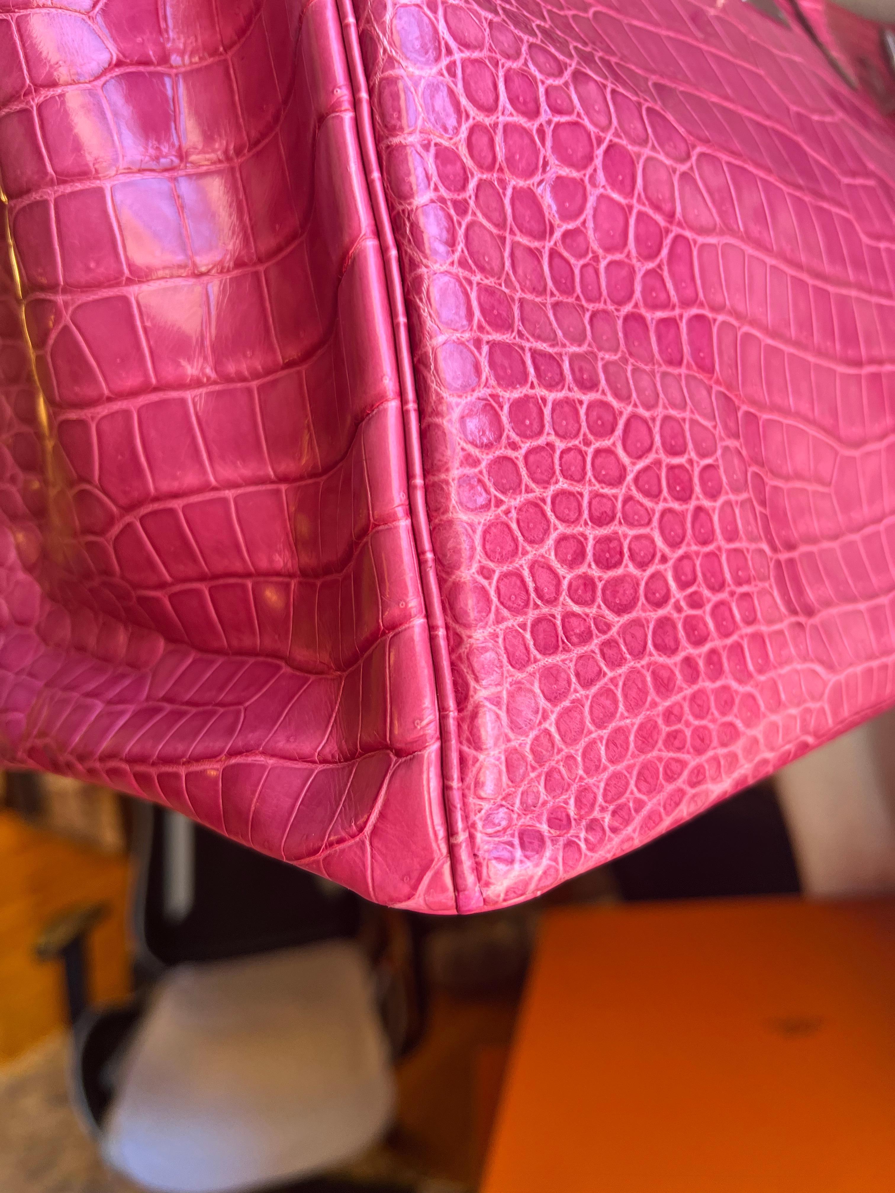 Hermes Birkin 35 Rose Tyrien Porosus Crocodile PHW Bag 6