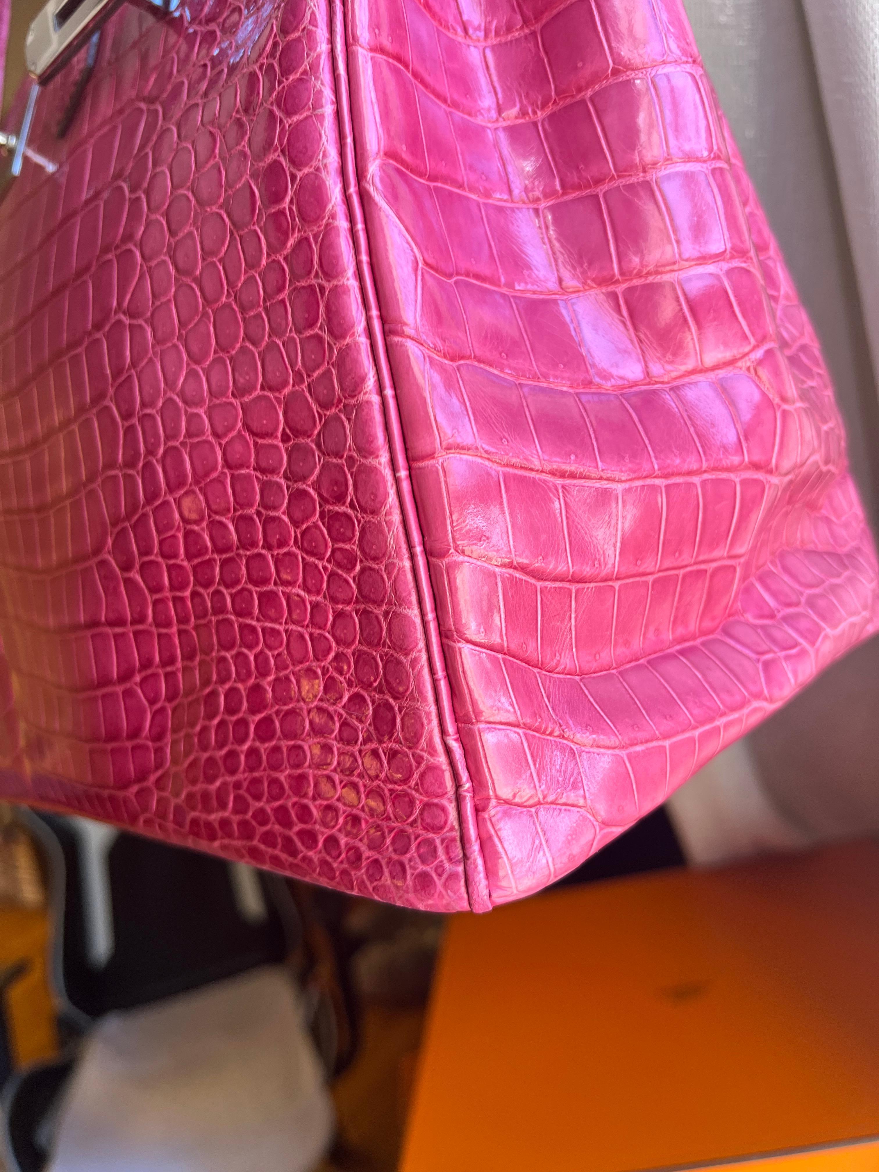 Hermes Birkin 35 Rose Tyrien Porosus Crocodile PHW Bag 8