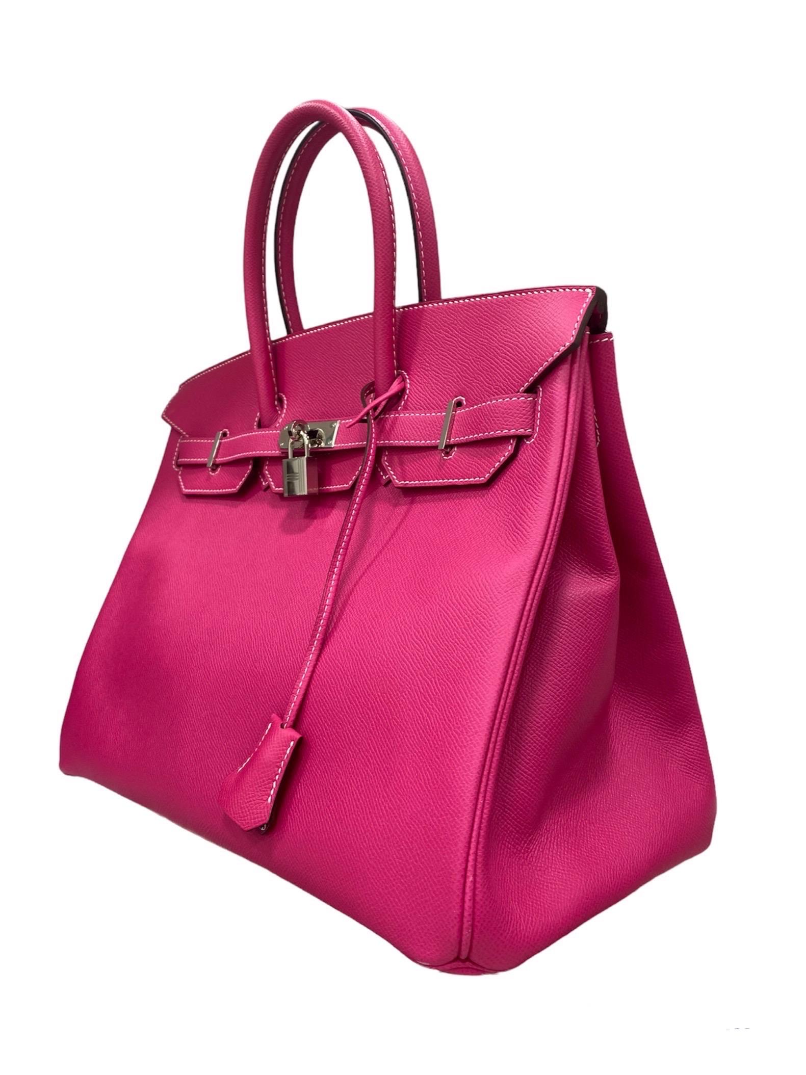 Pink 2013 Hermès Birkin 35 Epsom Leather Rose Tyrien Top Handle Bag