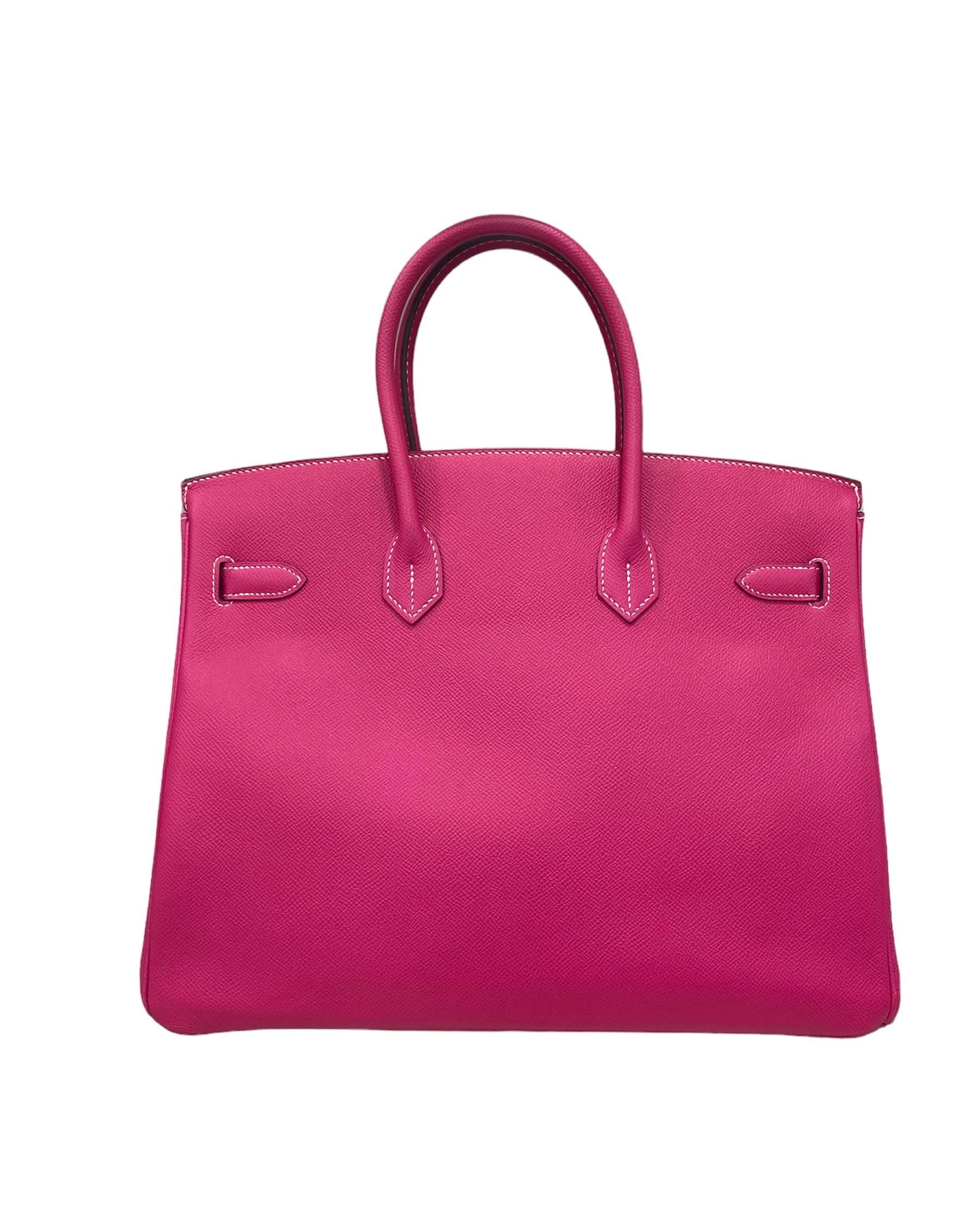 2013 Hermès Birkin 35 Epsom Leather Rose Tyrien Top Handle Bag In Excellent Condition In Torre Del Greco, IT