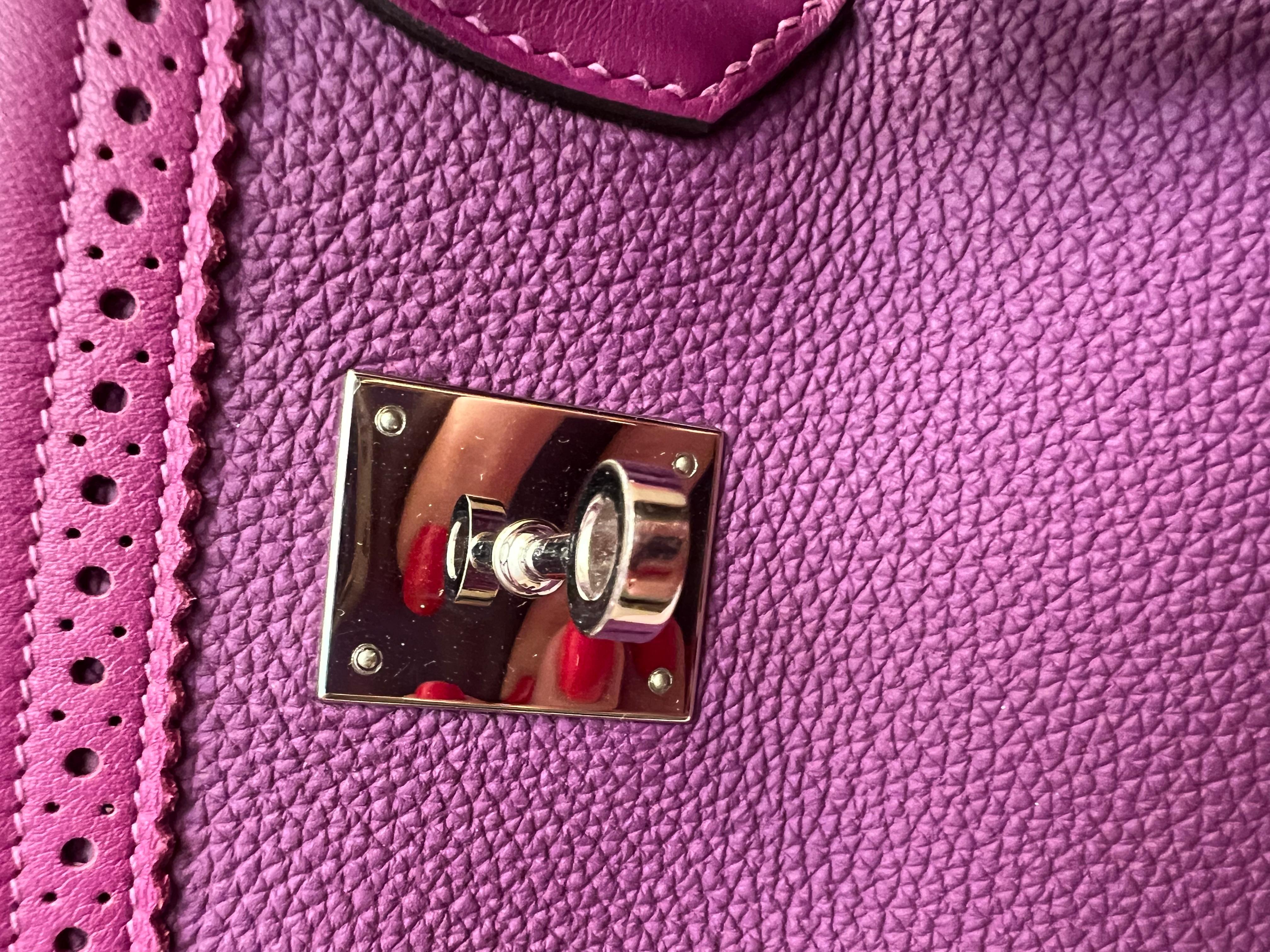 Hermès Birkin 35 Ghillies Anemone Bag PHW For Sale 1