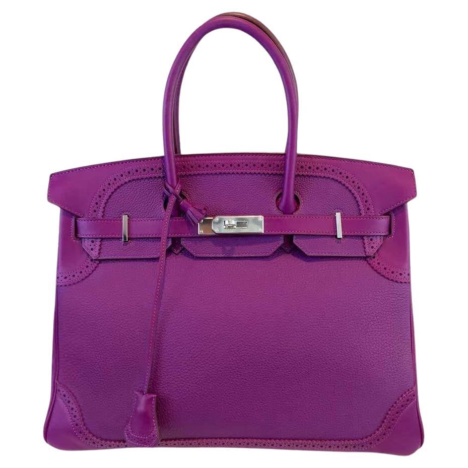 Hermès Birkin 35 Ghillies Anemone Bag PHW For Sale