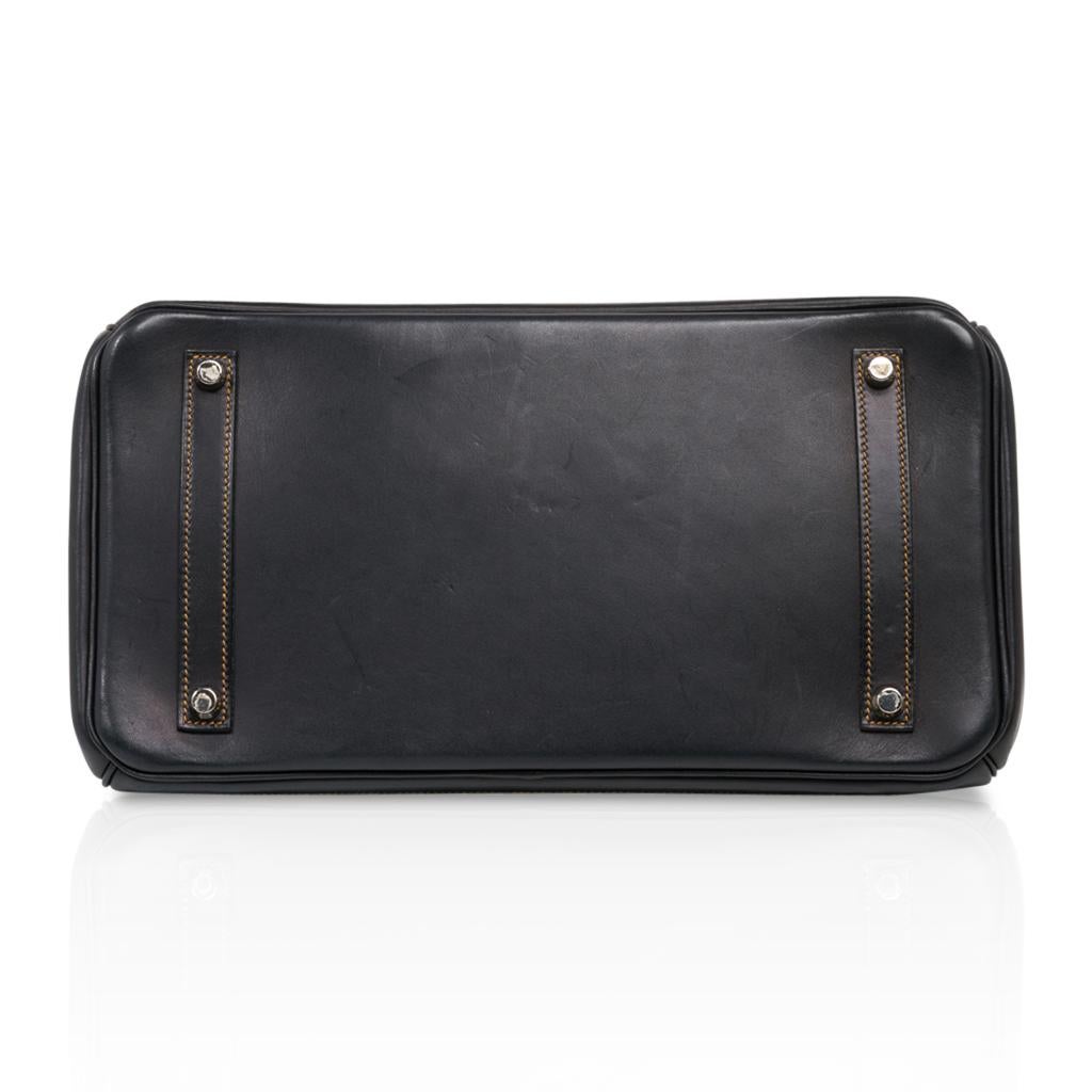 Hermes Birkin 35 Ghillies Denim Fonce Toile / Black Evercalf Bag Limited Edition 3