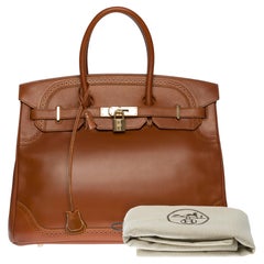 Hermès Birkin 35 "Ghillies" handbag in Fauve Tadelakt calf, Permabrass HW