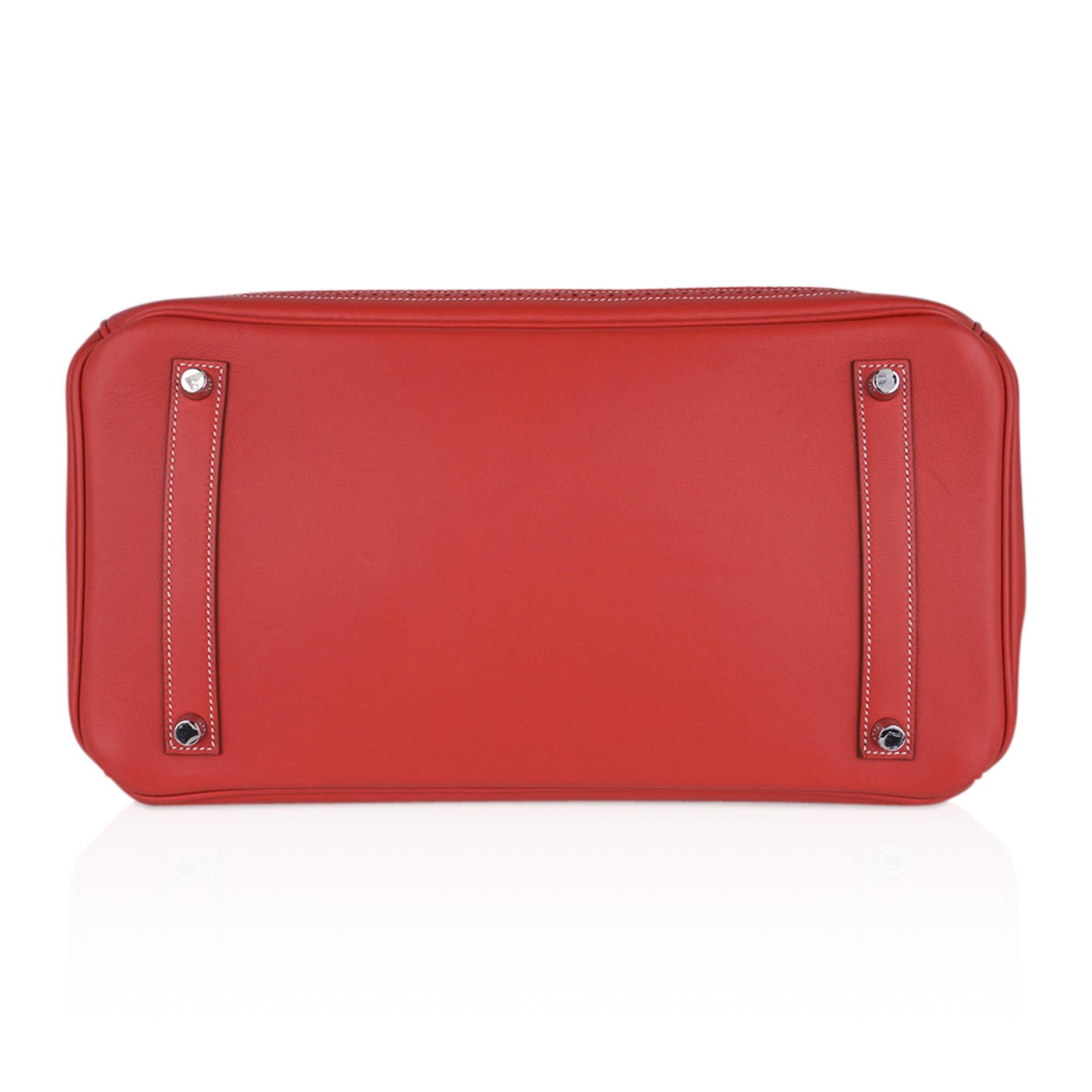 Hermes Birkin 35 GHILLI Sanguine Borsa in edizione limitata Toile Swift Palladium in vendita 6
