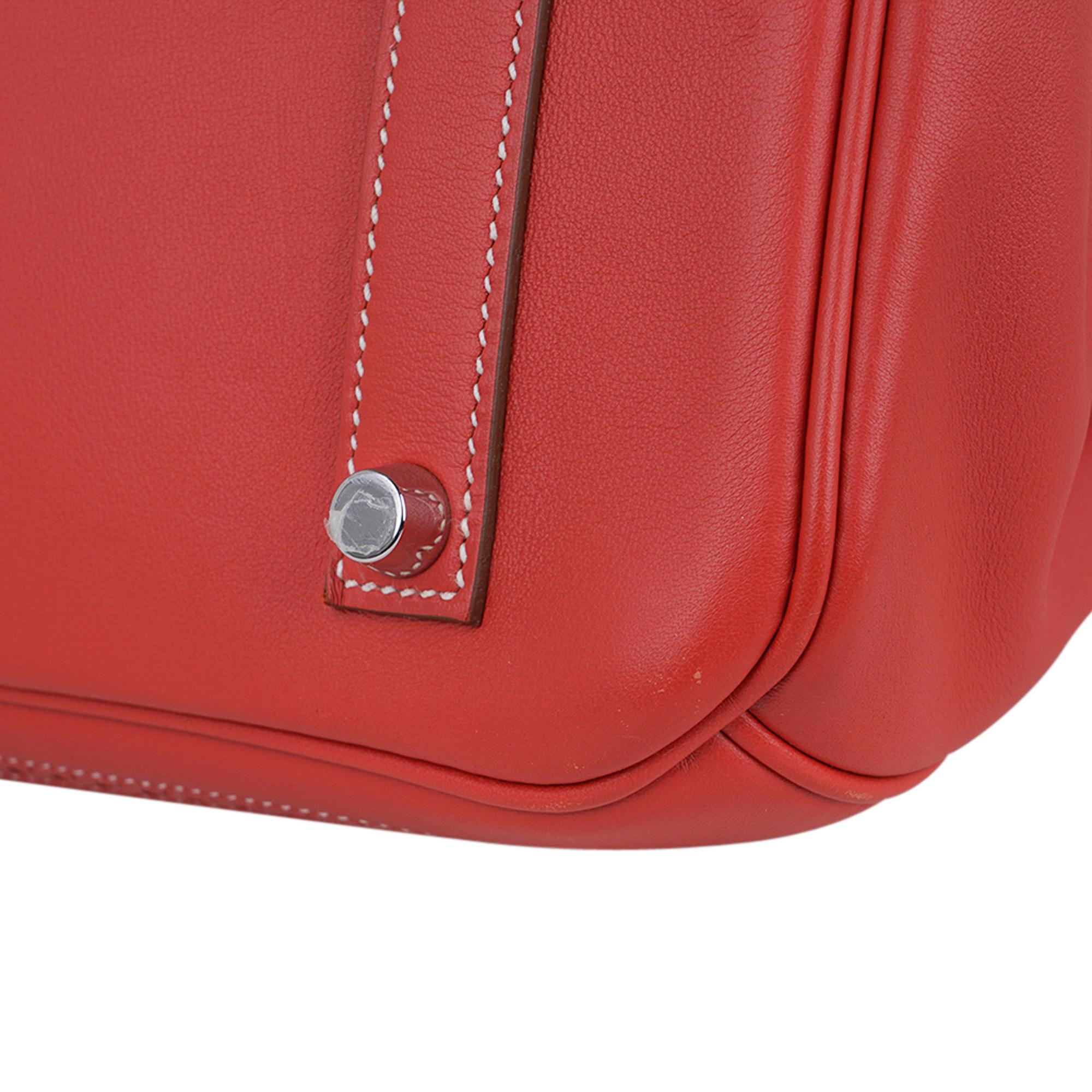 Hermes Birkin 35 Ghillies Sanguine Limited Edition Bag Toile/Swift Palladium For Sale 11