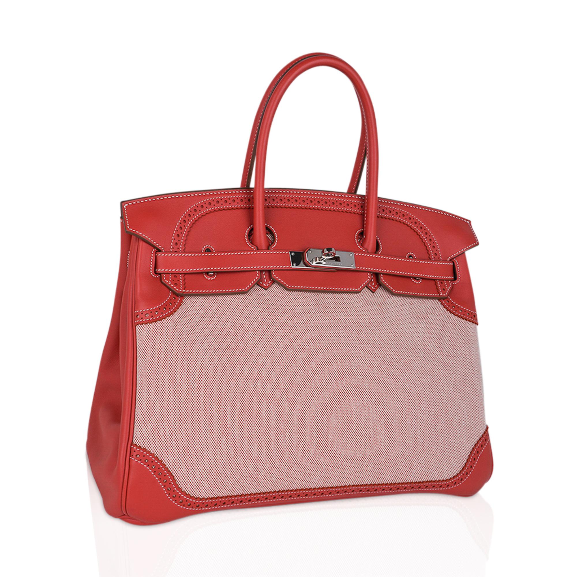 Mightychic offers a limited edition Hermes Birkin 35 Ghillies bag featured in Sanguine.
Inspired by the men's Brogue shoe, the detailed trim translates to a feminine handbag with
gorgeous, subtle influences.
Brought to life by Pierre Hardy who drew