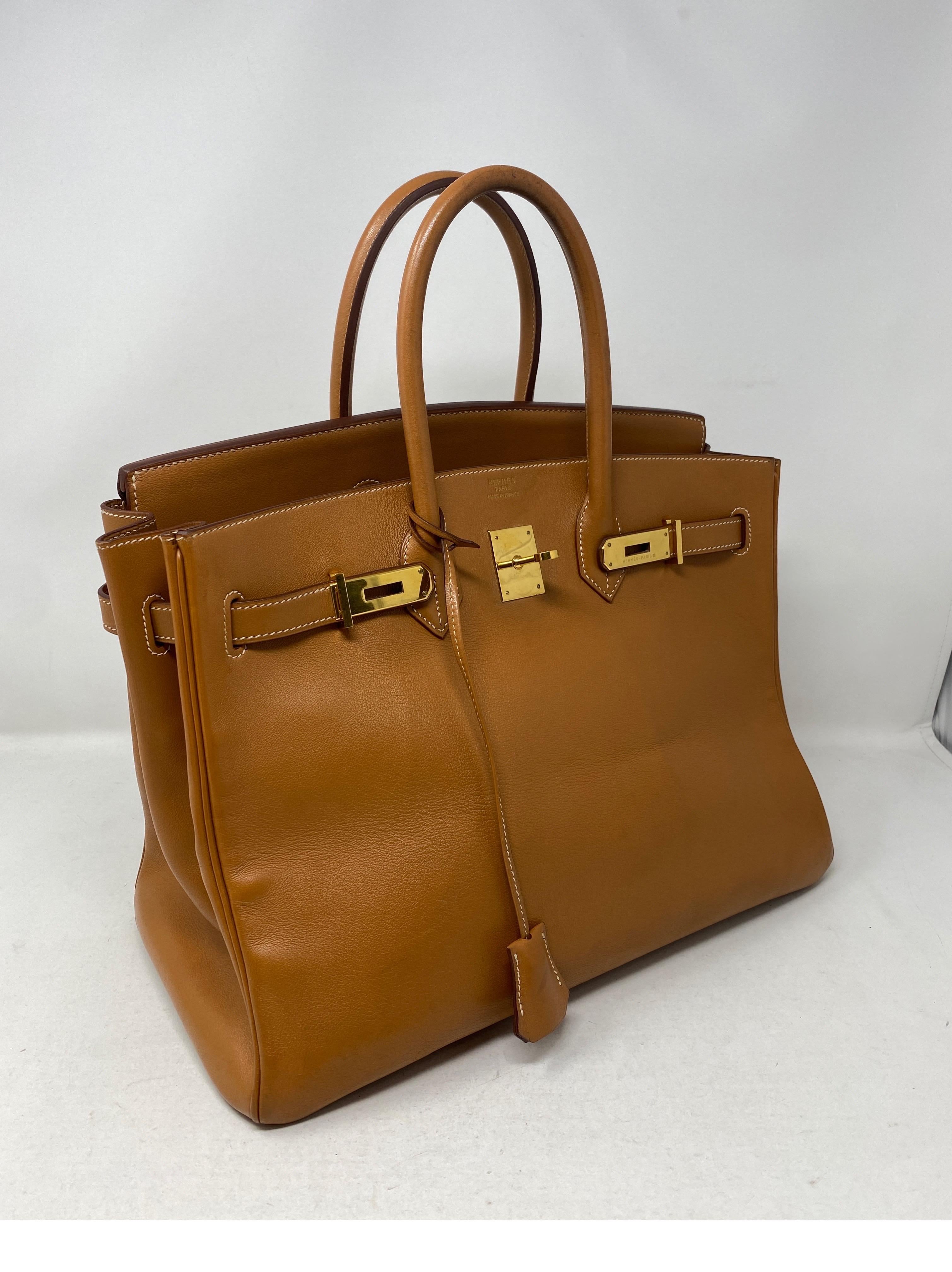 Brown Hermes Birkin 35 Gold Bag