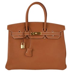 Hermes Birkin 35 Gold Bag Togo Leather Gold Hardware