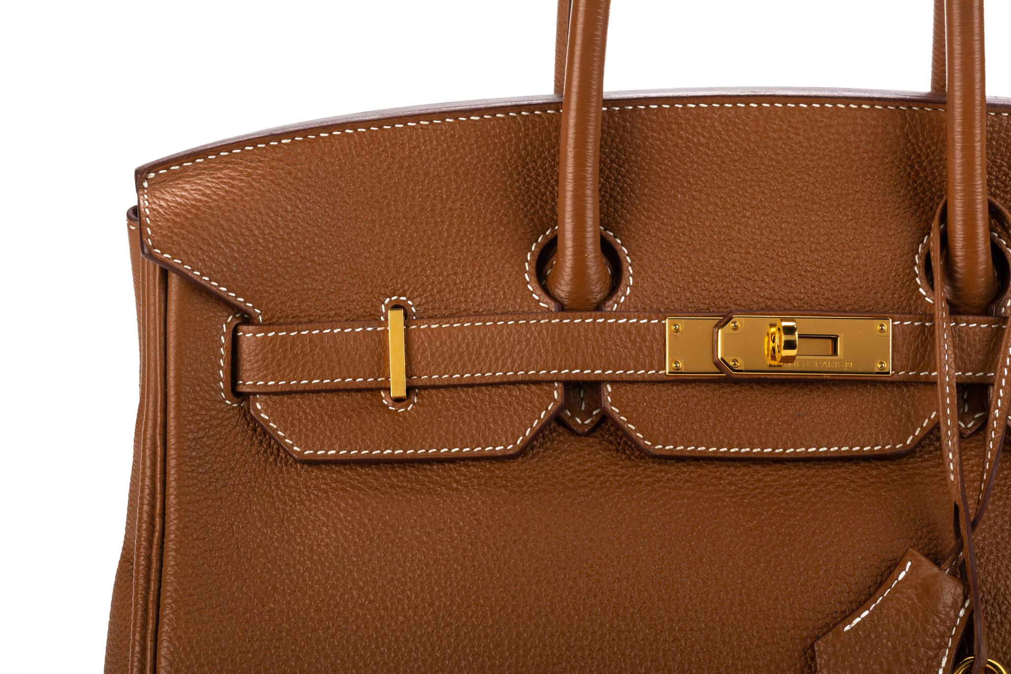 Hermes Birkin 35 Oro Clemence Hardware Oro 5
