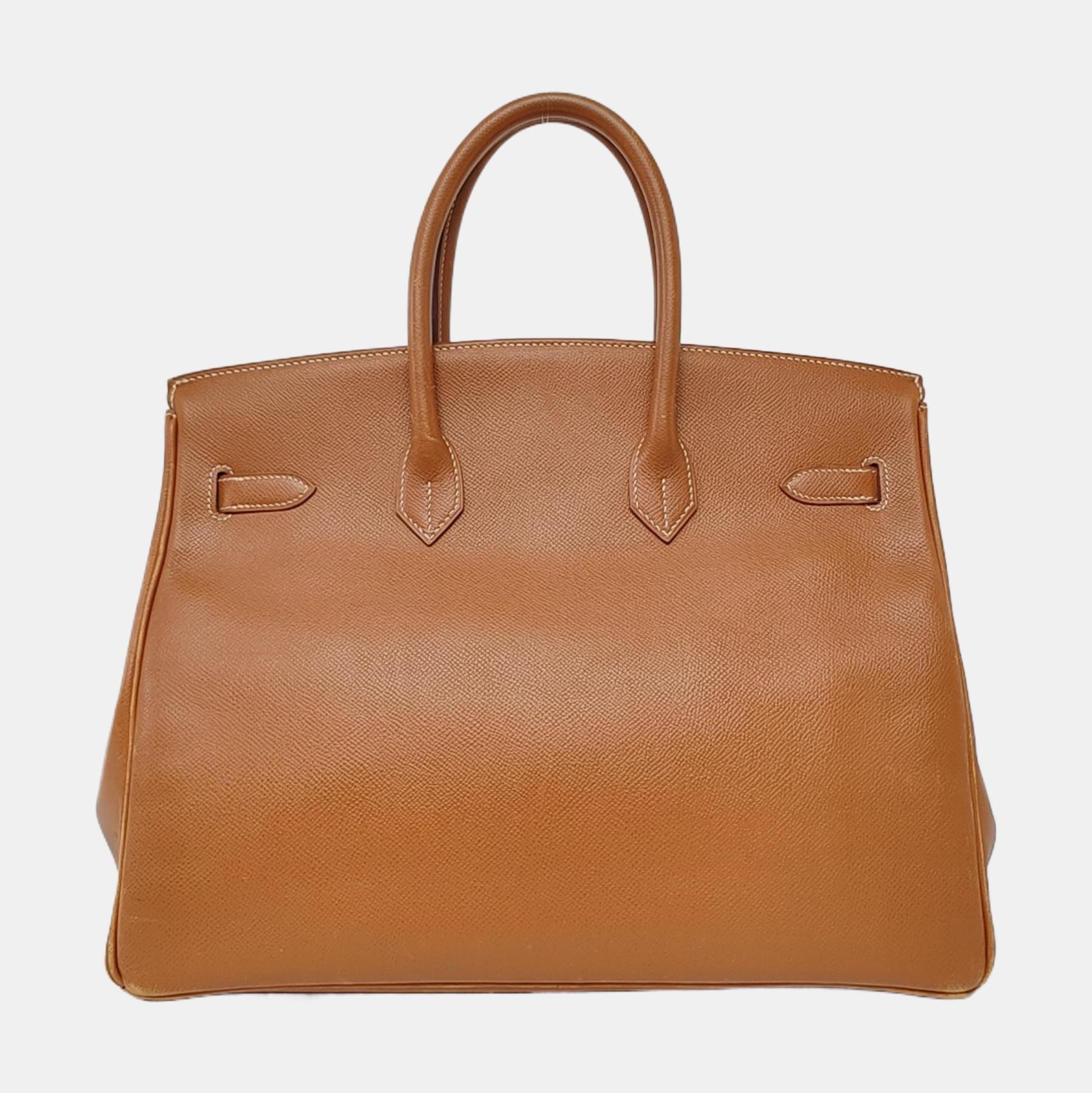 De las mujeres Hermes Birkin 35 Piel Epsom Dorada Herrajes Dorados 1996 en venta