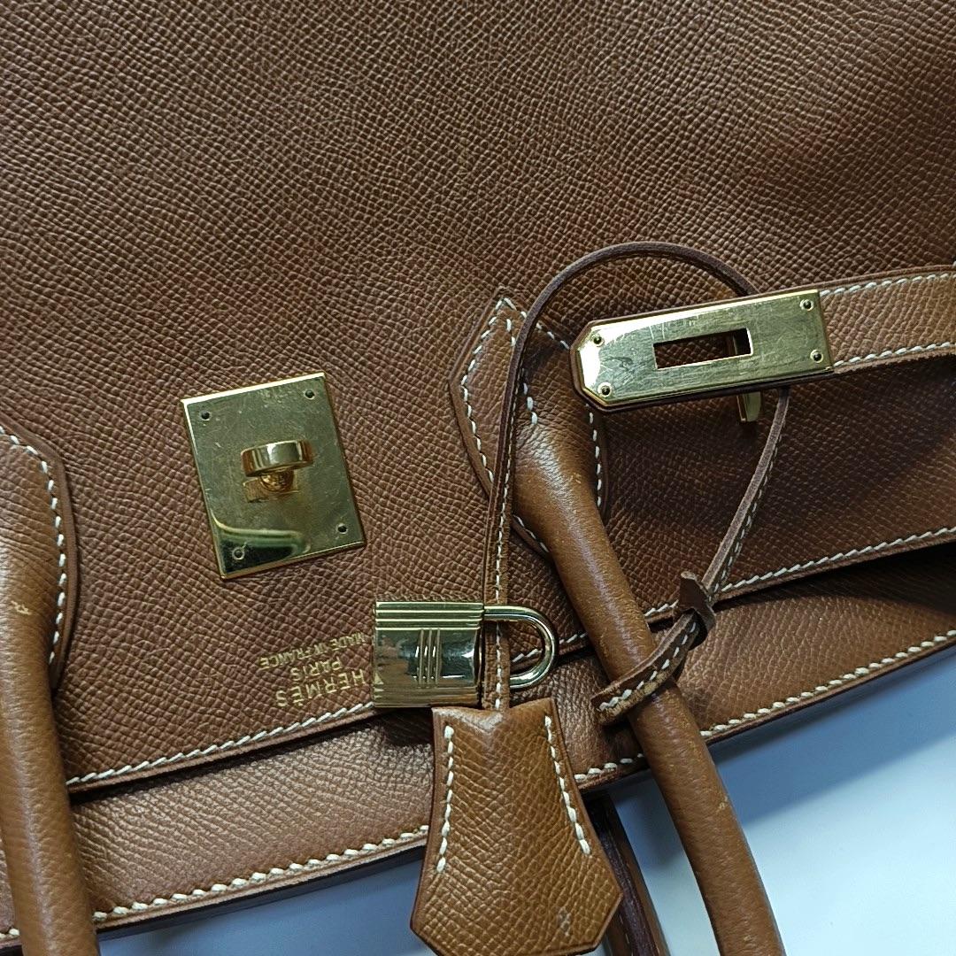 Hermes Birkin 35 Piel Epsom Dorada Herrajes Dorados 1996 en venta 3