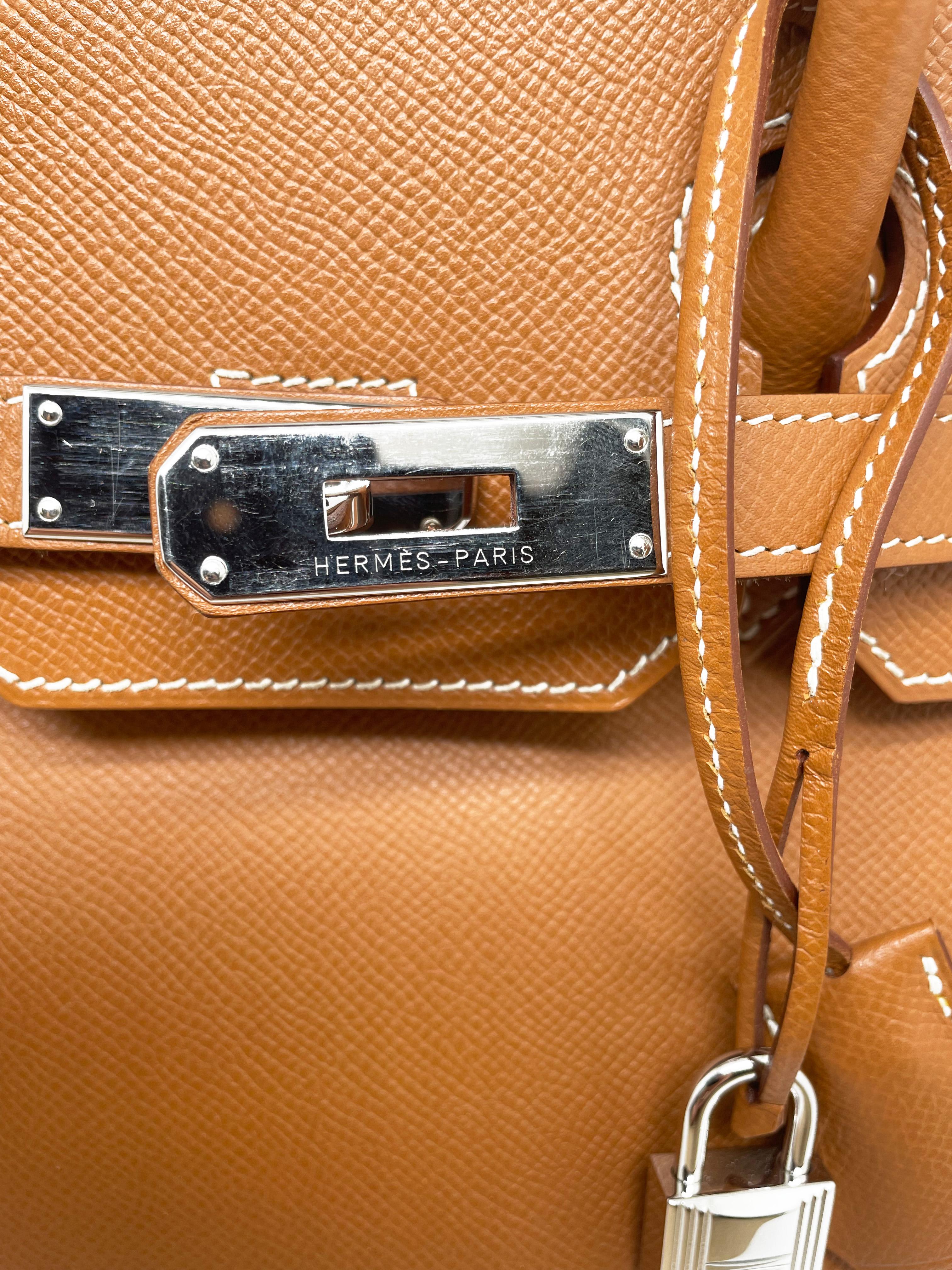 Hermès Birkin 35 Gold handbag in Espom leather and white stitching 8