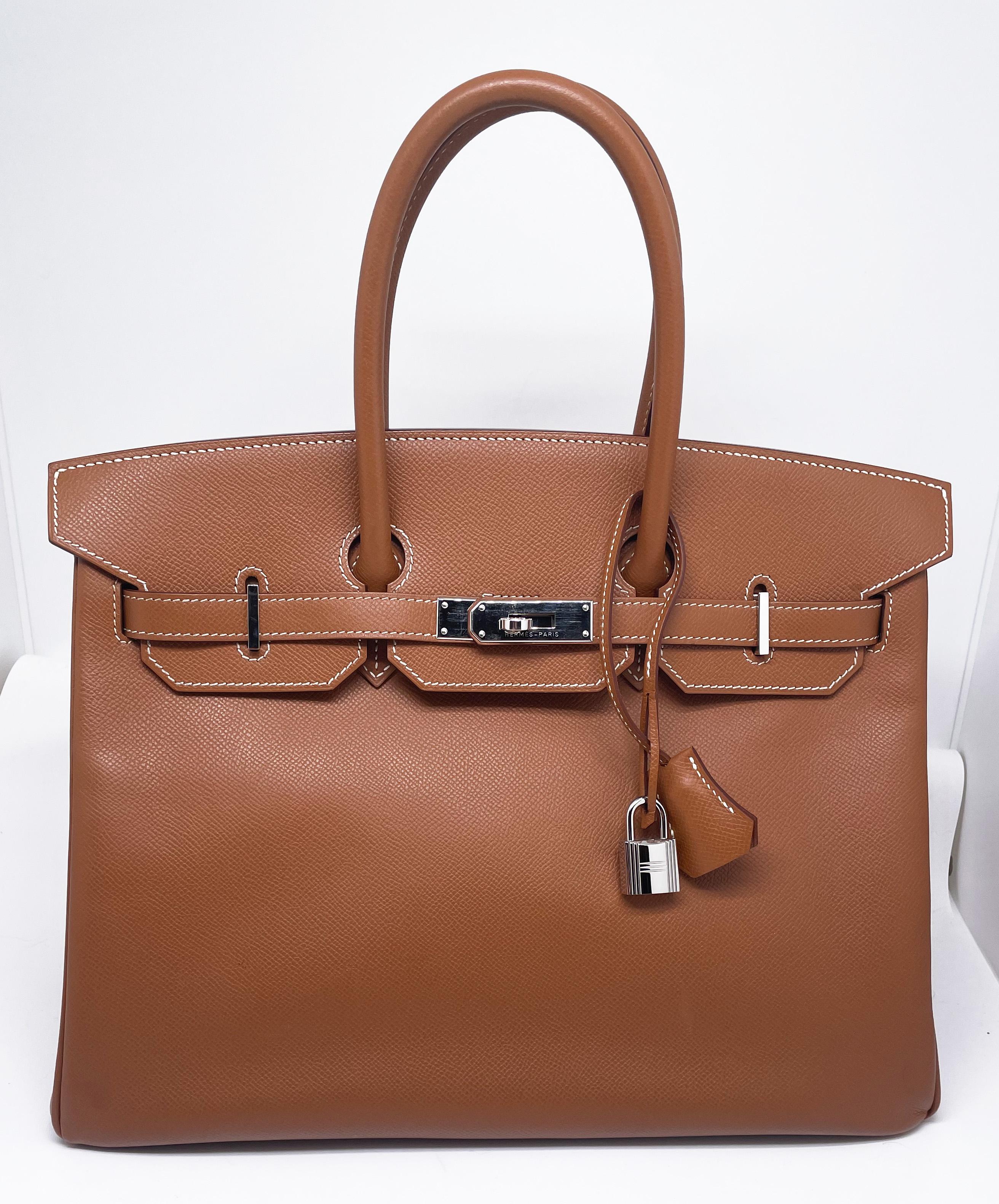 Hermès Birkin 35 Gold handbag in Espom leather and white stitching 9