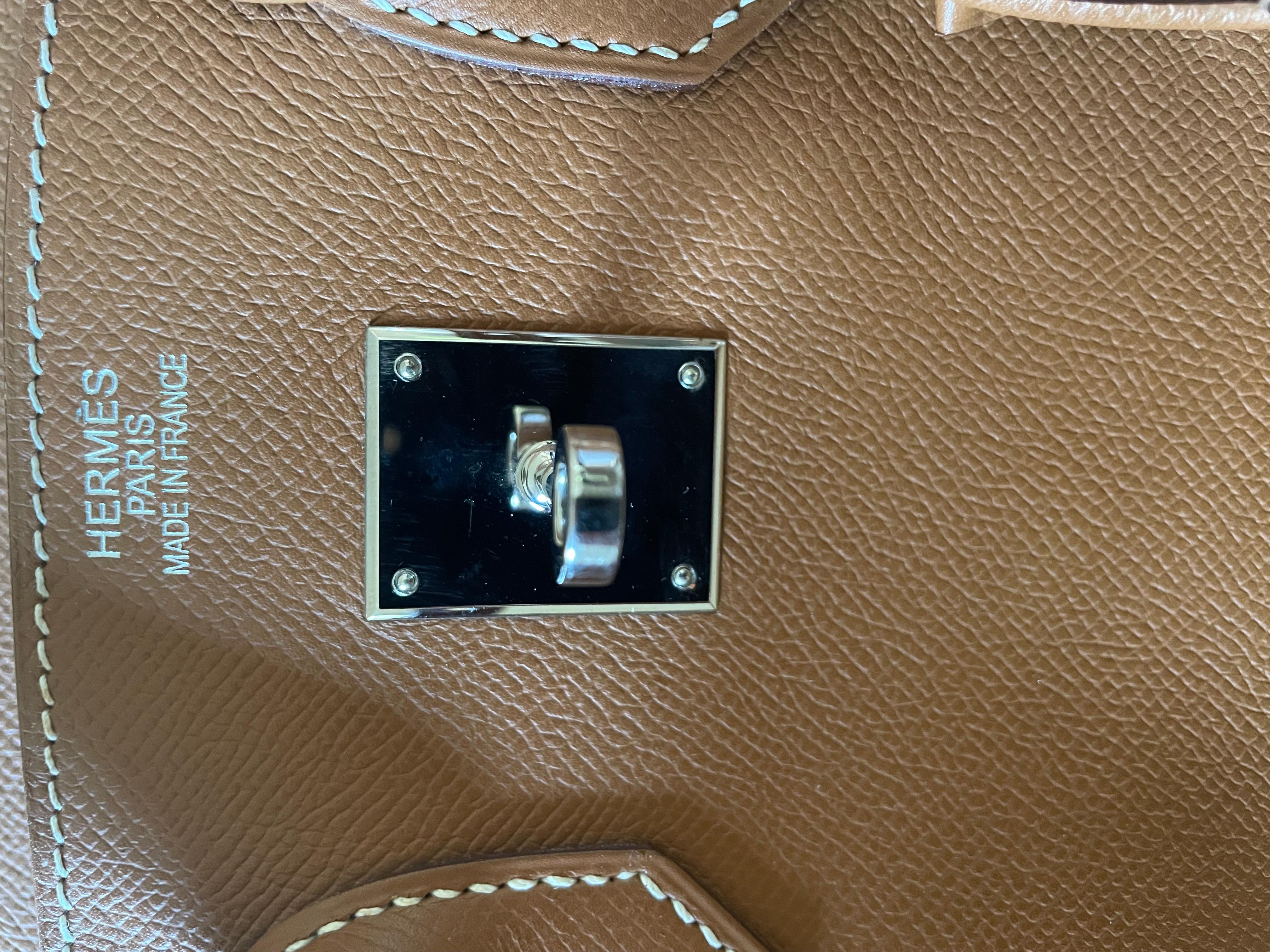 Hermès Birkin 35 Gold handbag in Espom leather and white stitching 12