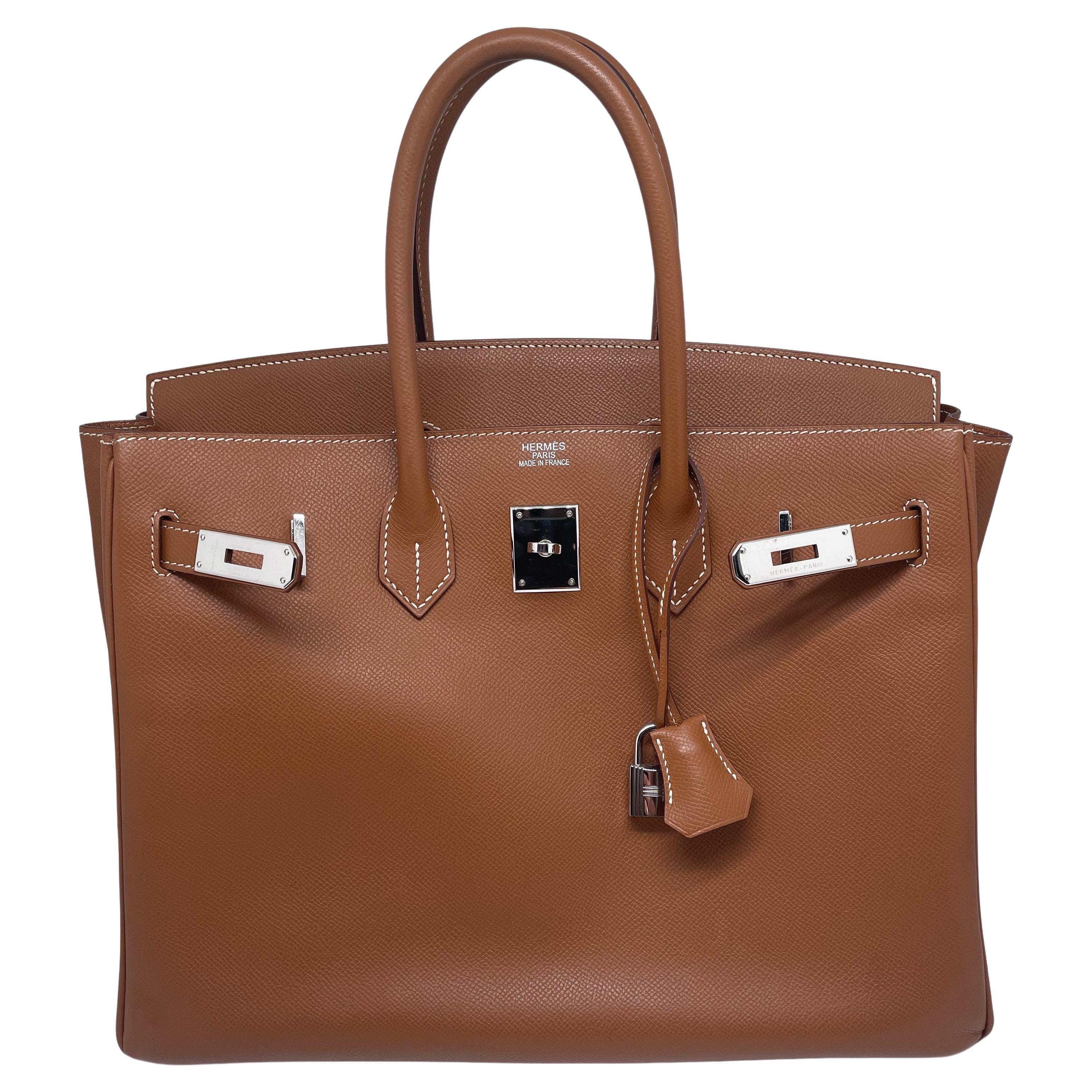 Hermès Birkin 35 Gold handbag in Espom leather and white stitching