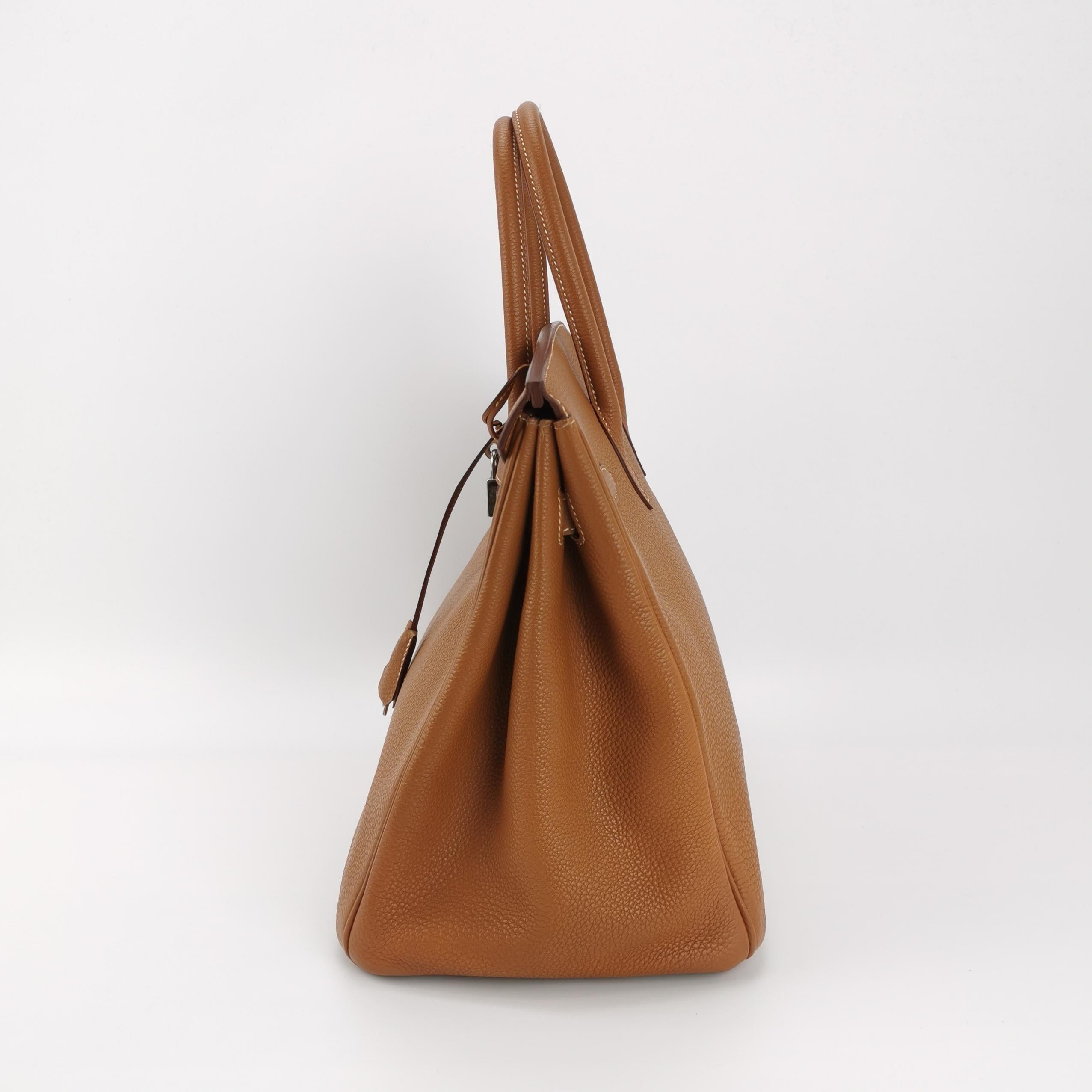 Brown Hermes Birkin 35 Gold Togo Calfskin Leather Palladium Hardware 2004