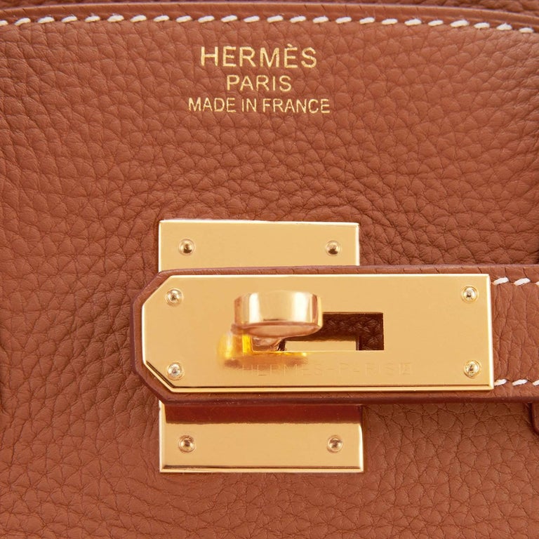 Hermes Camel Gold 35cm Birkin, Pristine P Stamp Togo Tote Bag