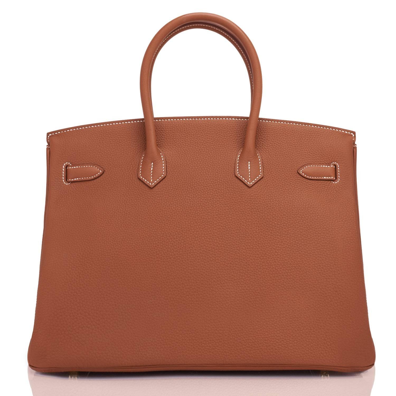 Hermes Birkin 35 Gold Togo Camel Tan Gold Hardware Bag  In New Condition In New York, NY