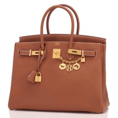 Hermes Birkin 35 Gold Togo Camel Tan Gold Hardware Bag NEW