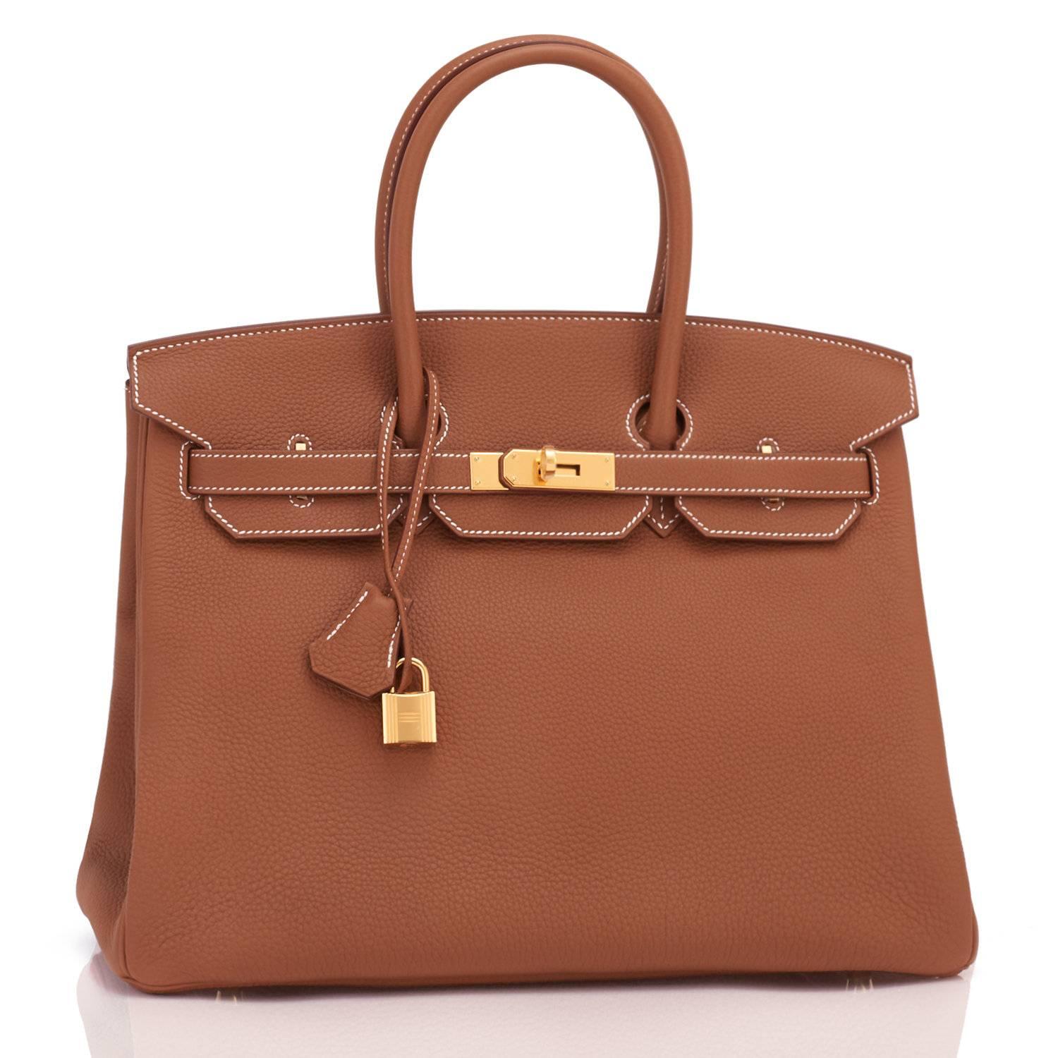 Women's or Men's Hermes Birkin 35 Gold Togo Camel Tan Gold Hardware Bag NEW