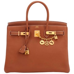 Hermes Birkin 35 Gold Togo Camel Tan Gold Hardware Bag Z Stamp, 2021