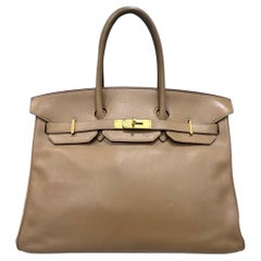 Hermés Birkin 35 Gold Togo Chai Swift Gold Hardware Top Handle Bag
