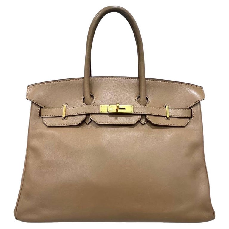 Hermes 35cn Brique Epsom Leather Palladium Plated Birkin Bag