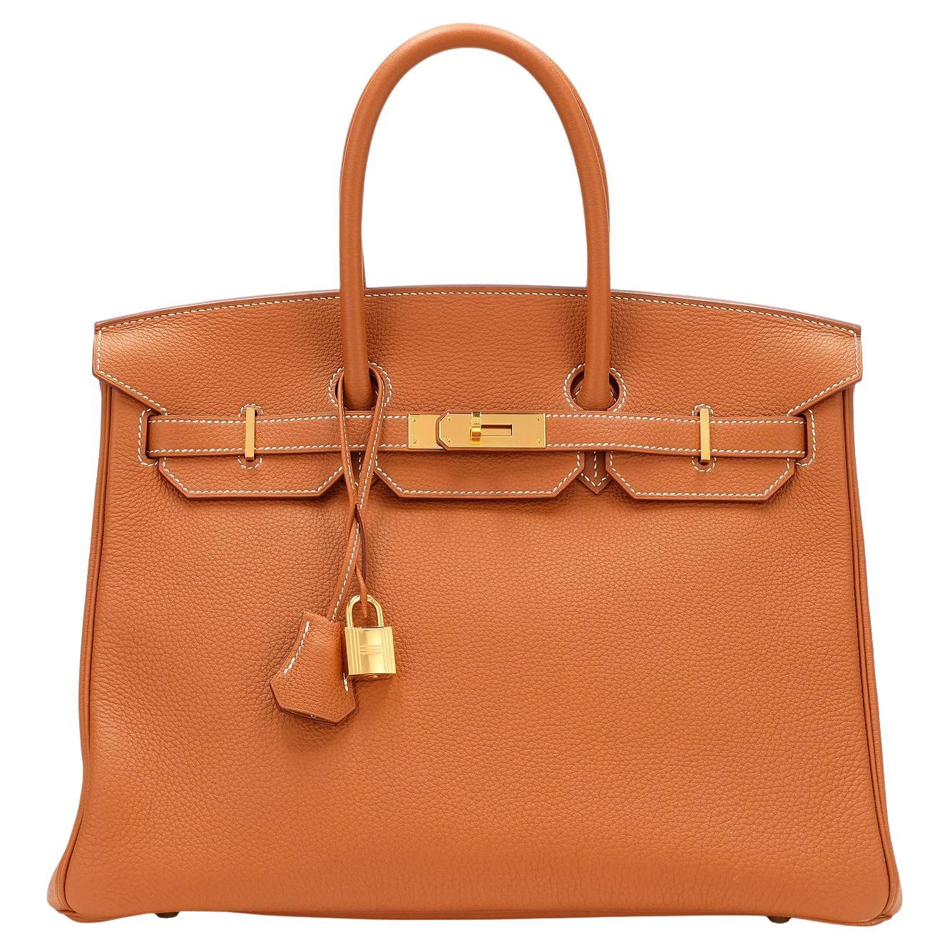 Hermes Birkin 35 Gold Togo Leather With Gold Hardware Handbag en vente