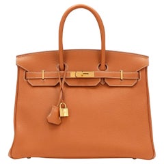 Hermes Birkin 35 Gold Togo Leather With Gold Hardware Handbag