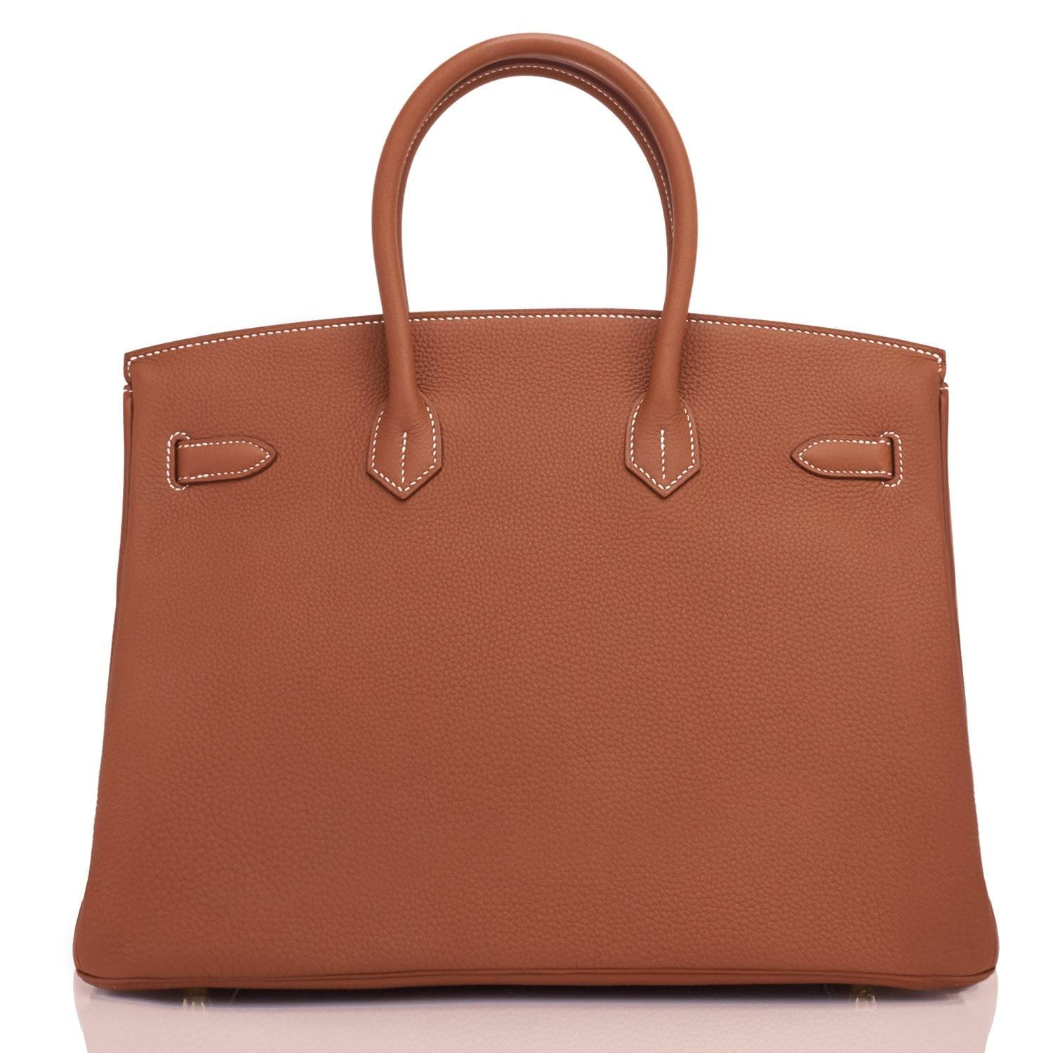 Hermes Birkin 35 Gold Togo Tan Gold Hardware Bag Brand New in Box For Sale 2