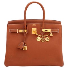 Hermes Birkin 35 Gold Togo Tan Gold Hardware Bag Brand New in Box