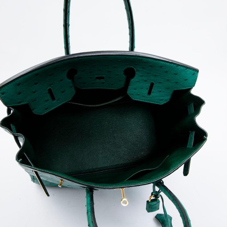 Hermes Birkin 35 Green Ostrich Vertigo Bag at 1stDibs | green ostrich birkin  bag, hermes birkin green ostrich