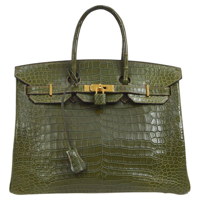 Hermes Birkin 35 Ostrich Green Leather Bag, 2000 At 1stDibs Hermes