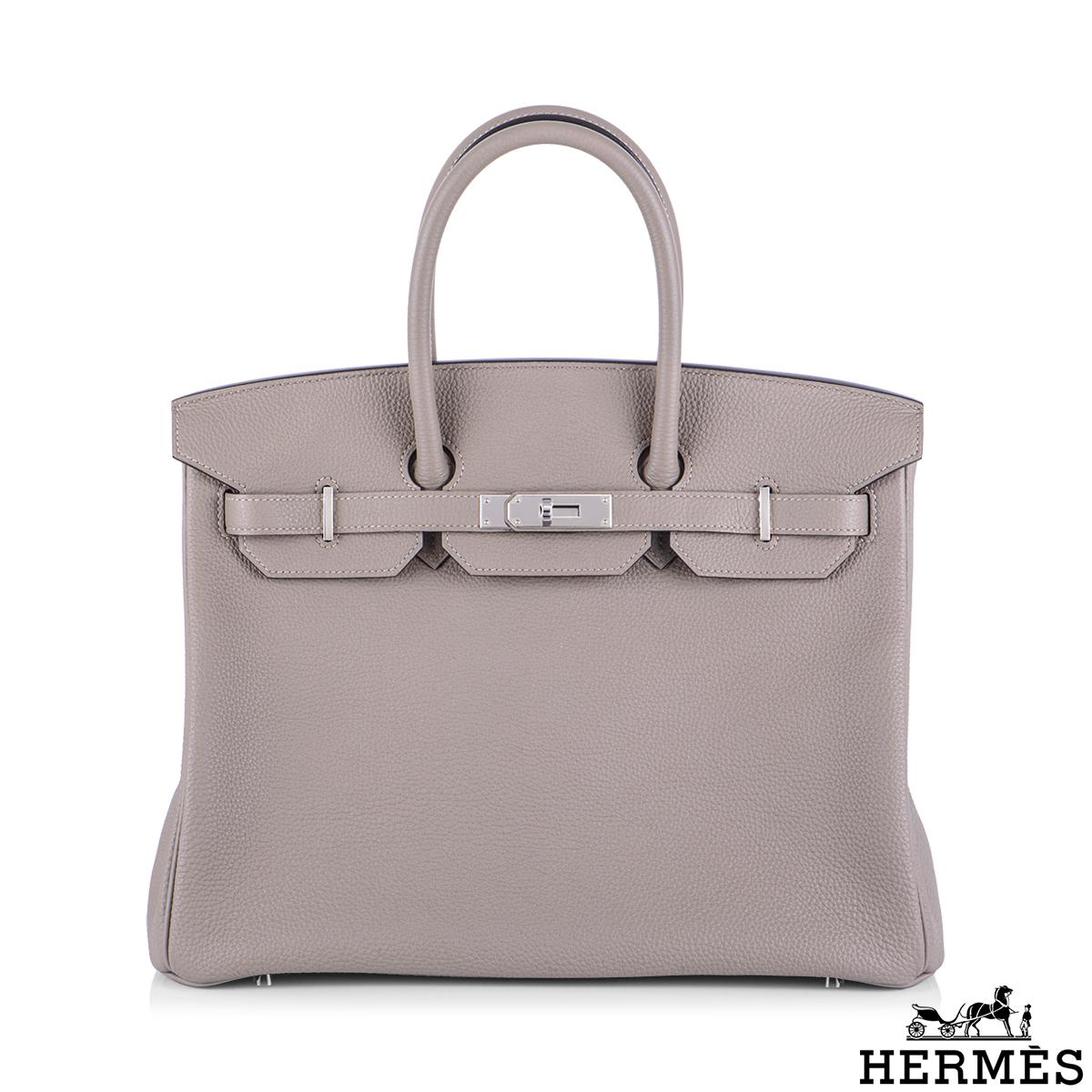An exquisite and chic Hermès 35 cm Birkin bag. The exterior of this Birkin features togo leather in Gris Asphalt and is detailed with palladium hardware. Hermès Gris Asphalt is an incredibly elegant and versatile colour, it is one of the rare