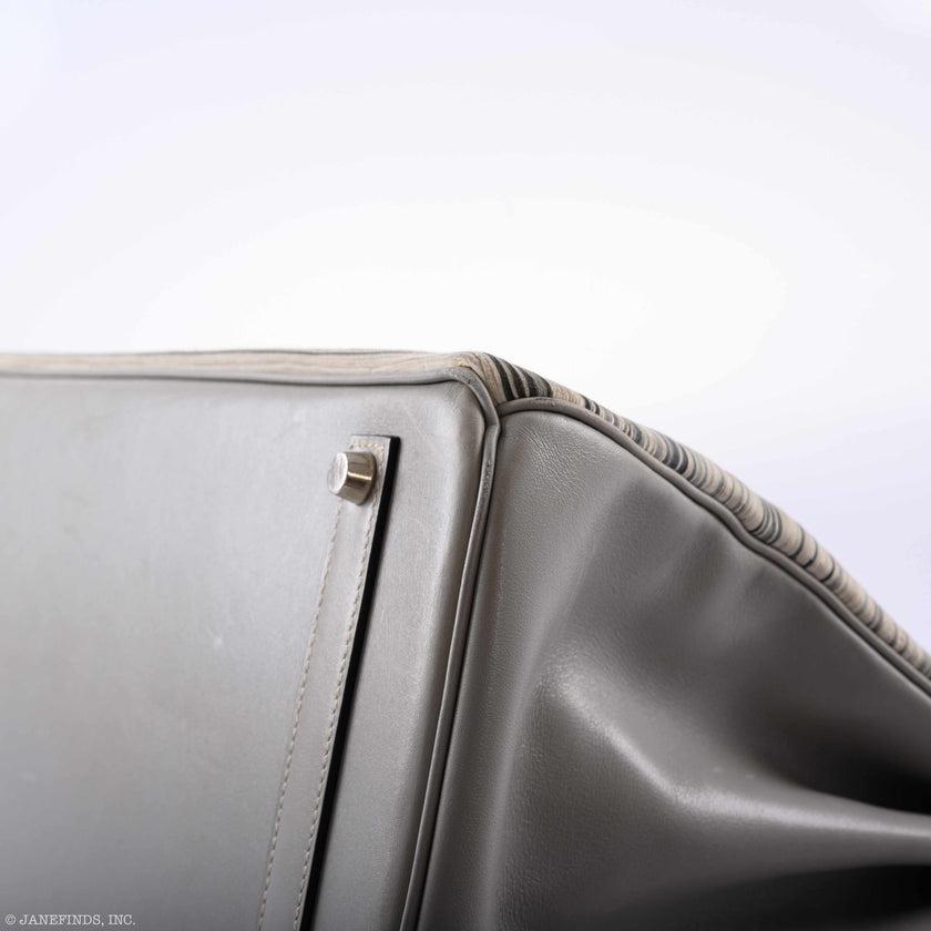 Hermès Birkin 35 Gris Perle Box & Vibrato Leather Palladium Hardware Bag For Sale 6