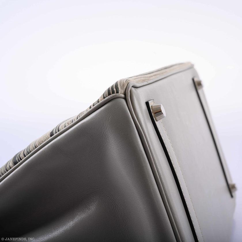 Hermès Birkin 35 Gris Perle Box & Vibrato Leather Palladium Hardware Bag For Sale 7