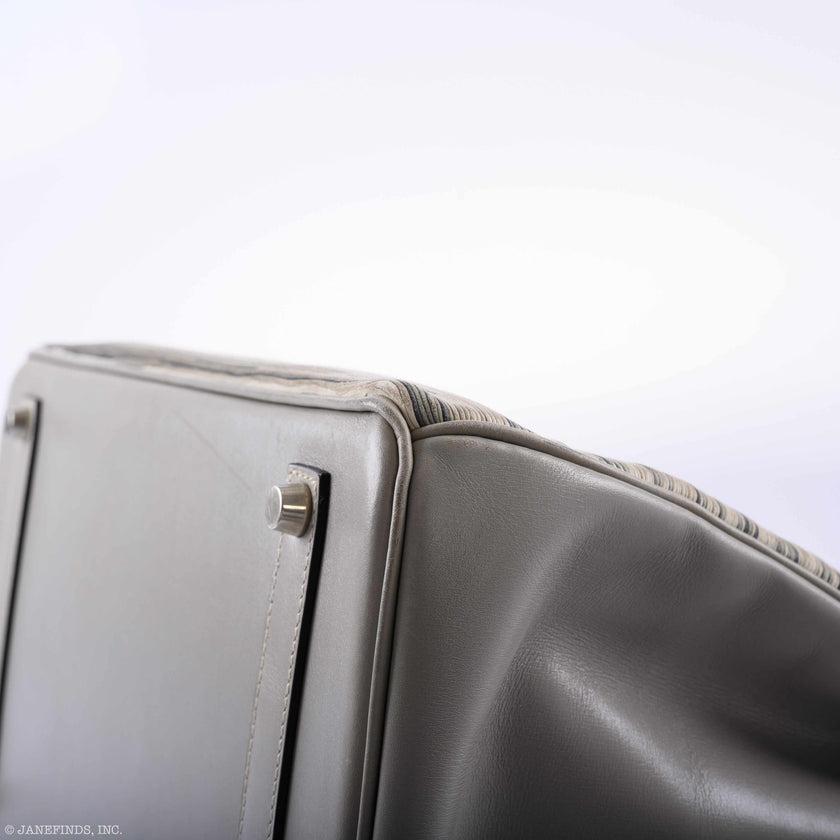 Hermès Birkin 35 Gris Perle Box & Vibrato Leather Palladium Hardware Bag For Sale 4