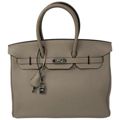 Hermes Birkin 35 Gris Tourterelle Etoupe Sac en commande spéciale