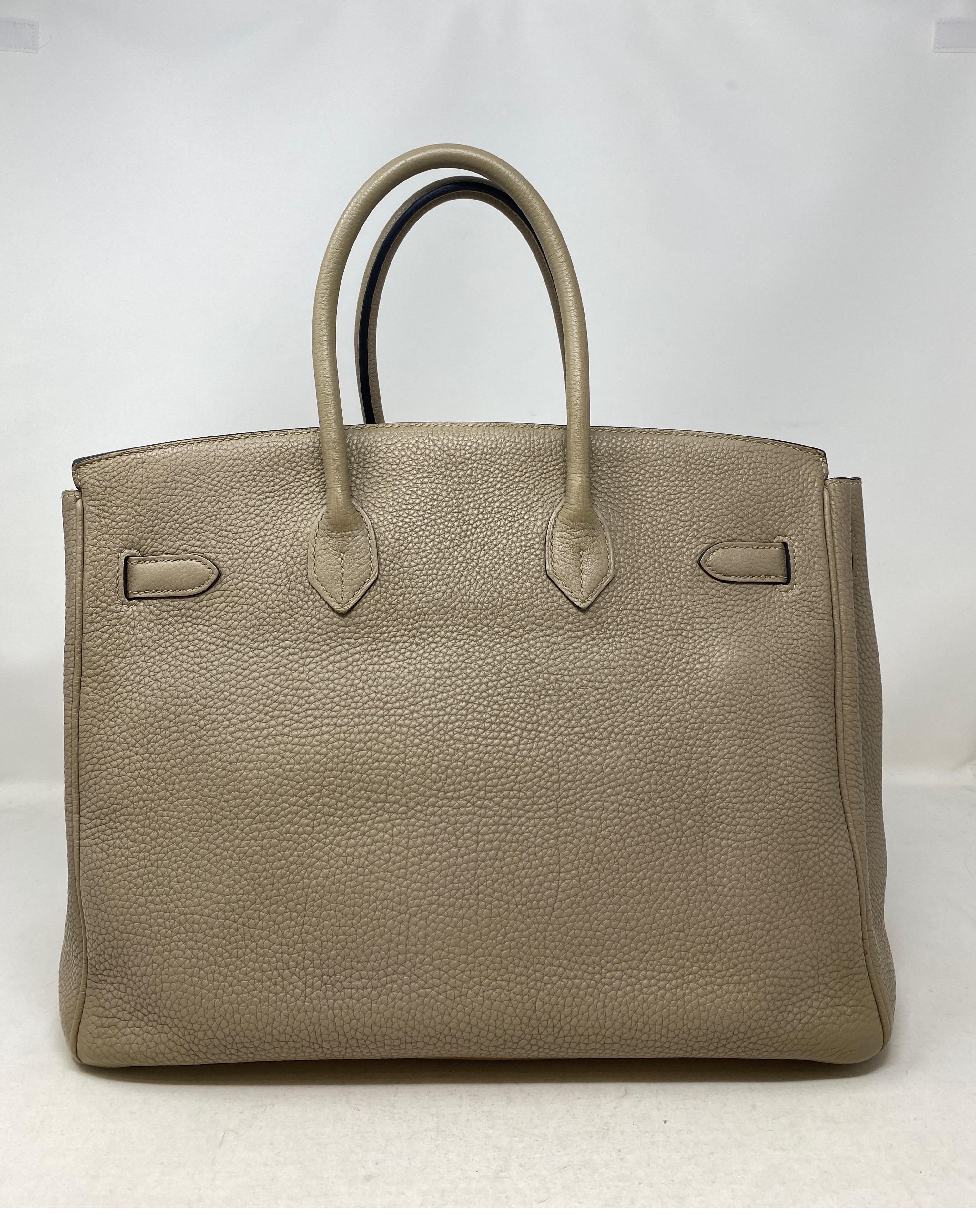 Brown Hermes Birkin 35 Gris Tourterelle Togo GHW