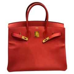 Hermes Birkin 35 H041702 Rouge Tomate with Original Box, Dustbag, and Receipt
