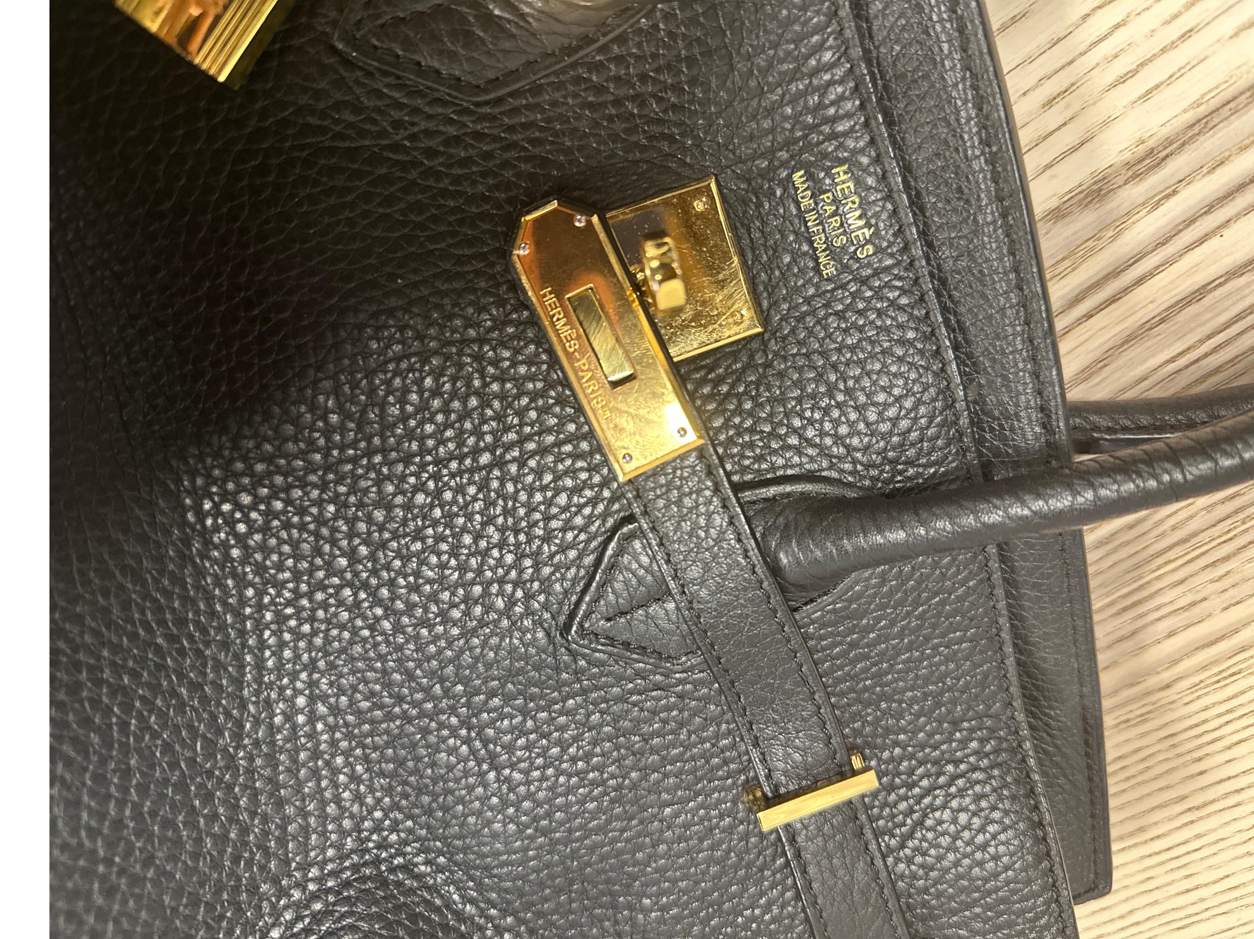 HERMES Birkin 35 Hand Bag Ardennes Leather Black Purse PRE LOVED - 2006 Year 9