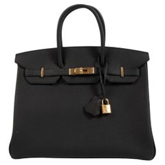 HERMES Birkin 35 Hand Bag Ardennes Leather Black Purse PRE LOVED - 2006 Year