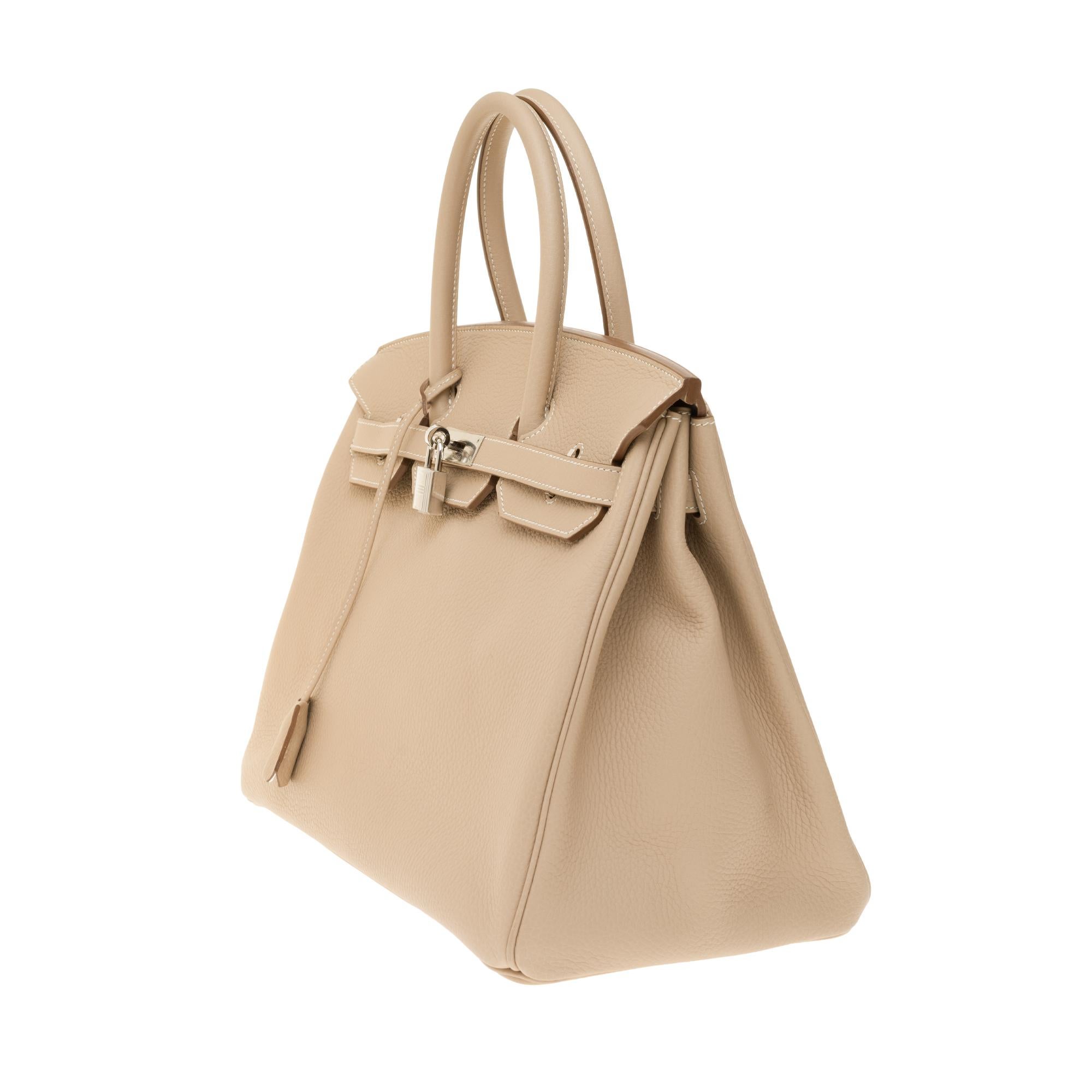 Hermès Birkin 35 Handtasche in Argile Taurillon Clémence Leder:: PHW fast neu ! (Beige)