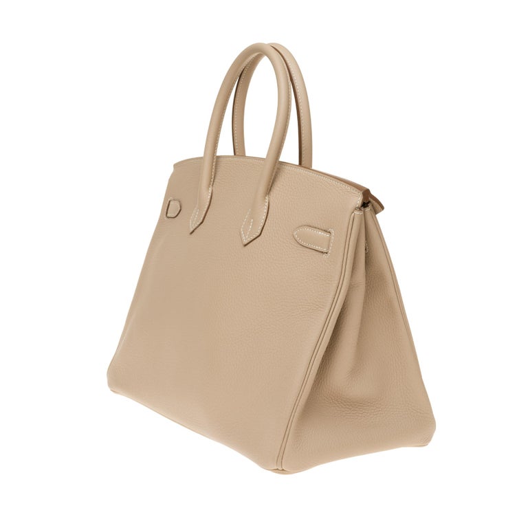 Hermès Birkin 35 handbag in Argile Taurillon Clémence leather, PHW ...