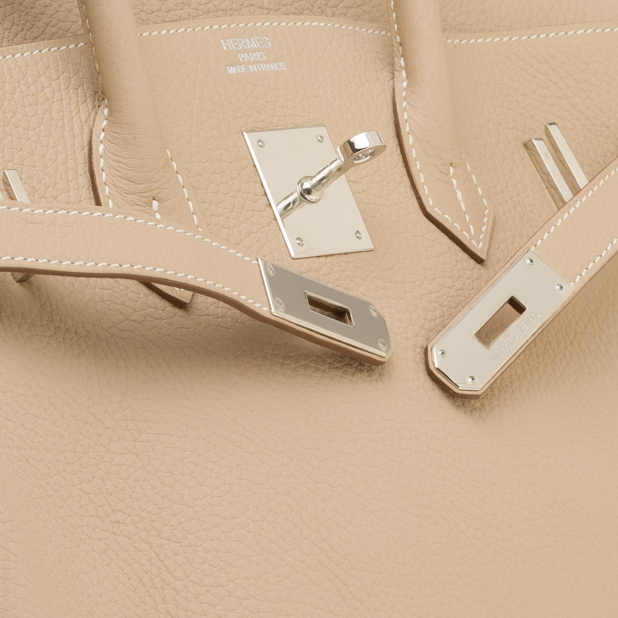 Hermès Birkin 35 Handtasche in Argile Taurillon Clémence Leder:: PHW fast neu ! Damen