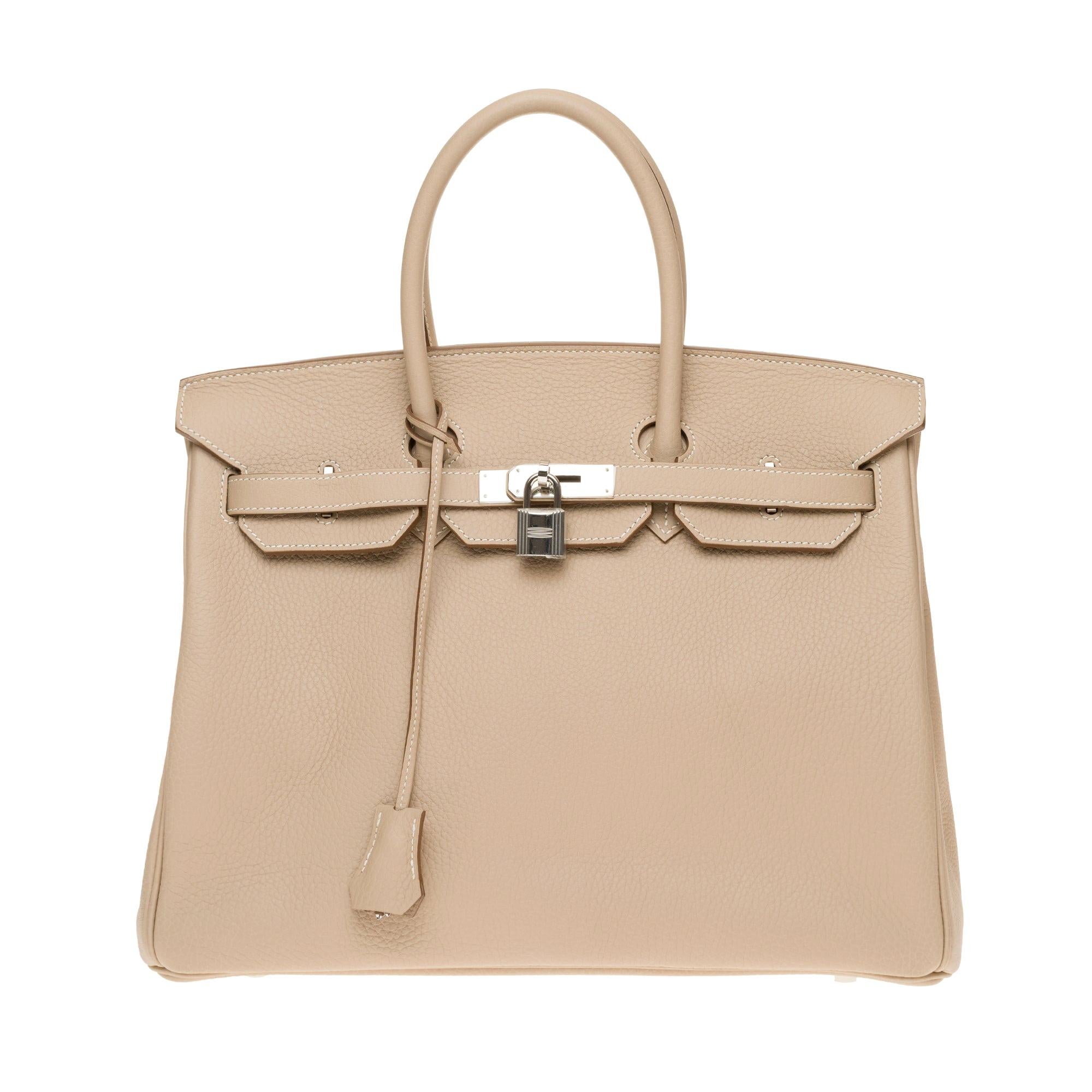 Hermès Birkin 35 Handtasche in Argile Taurillon Clémence Leder:: PHW fast neu !