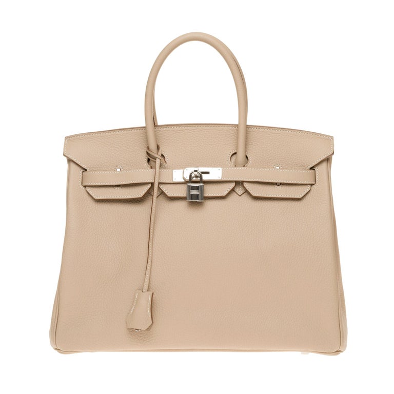 Hermès Birkin 35 handbag in Argile Taurillon Clémence leather, PHW ...