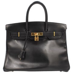 Hermès Birkin 35 handbag in black box leather