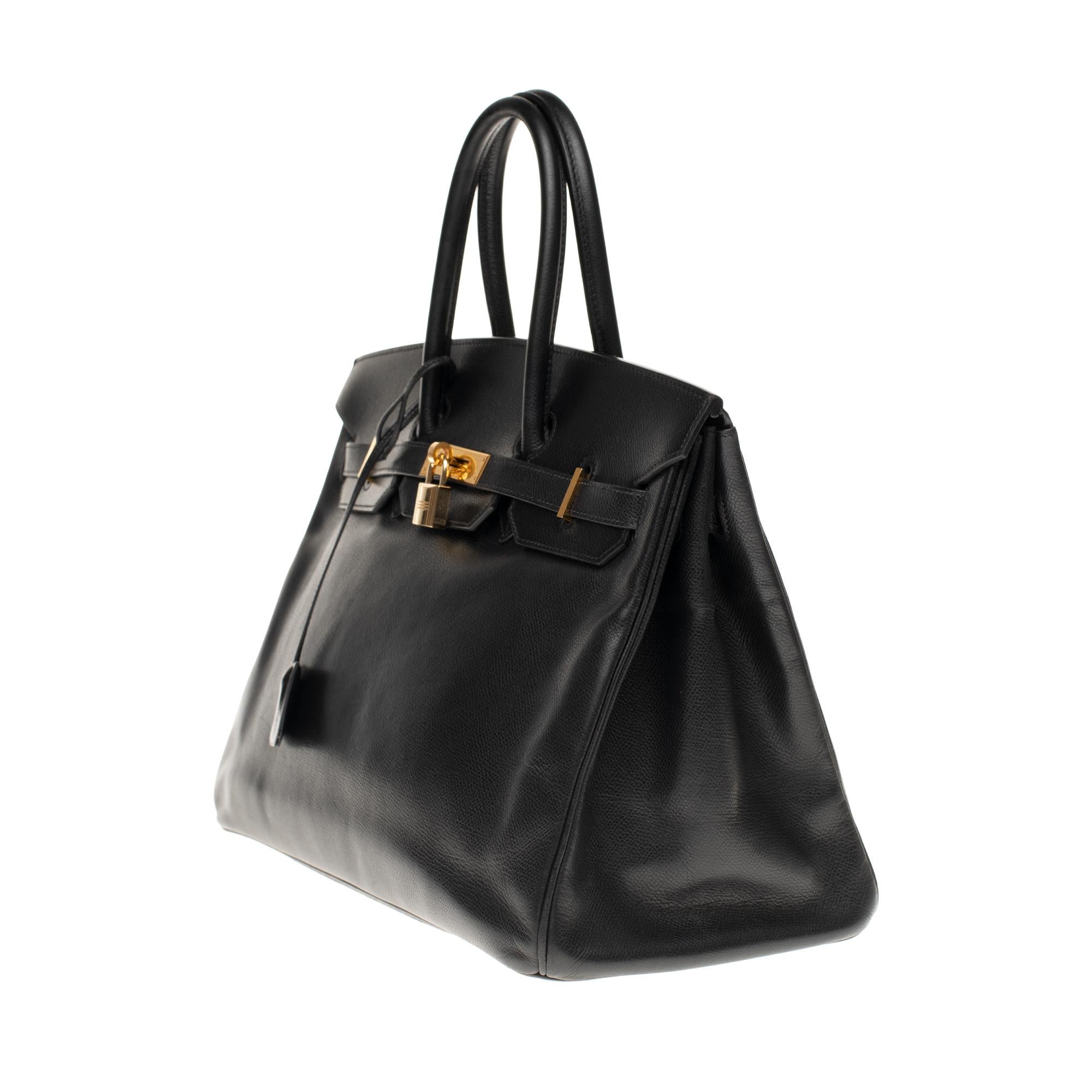 Black Hermès Birkin 35 handbag in black Courchevel leather, Gold hardware